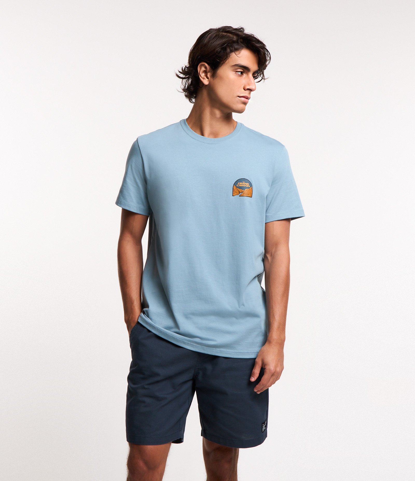 Camiseta Comfort em Algodão Peruano com Estampa Grand Canyon Azul 1