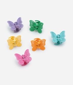 Kit 06 Piranhas de Cabelo Infantil em Formato Borboletas - Tam U