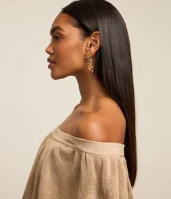 Blusa Tomara Que Caia em Viscose com Fio Metalizado