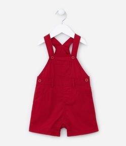 Jardineira Curta Infantil em Sarja com Bolsinho - Tam 0 a 18 meses