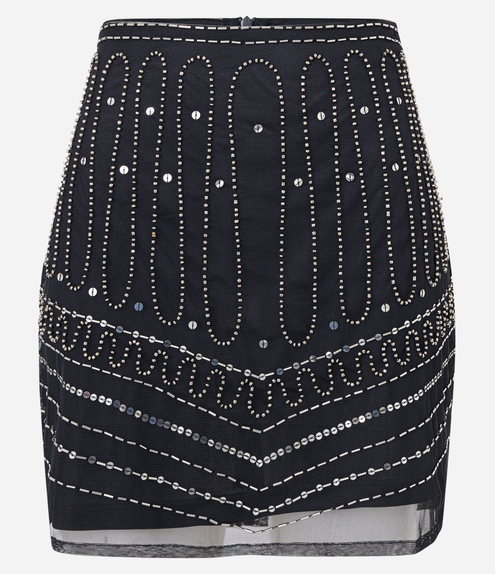 Saia Curta em Tule com Bordado de Canutilhos Preto 5