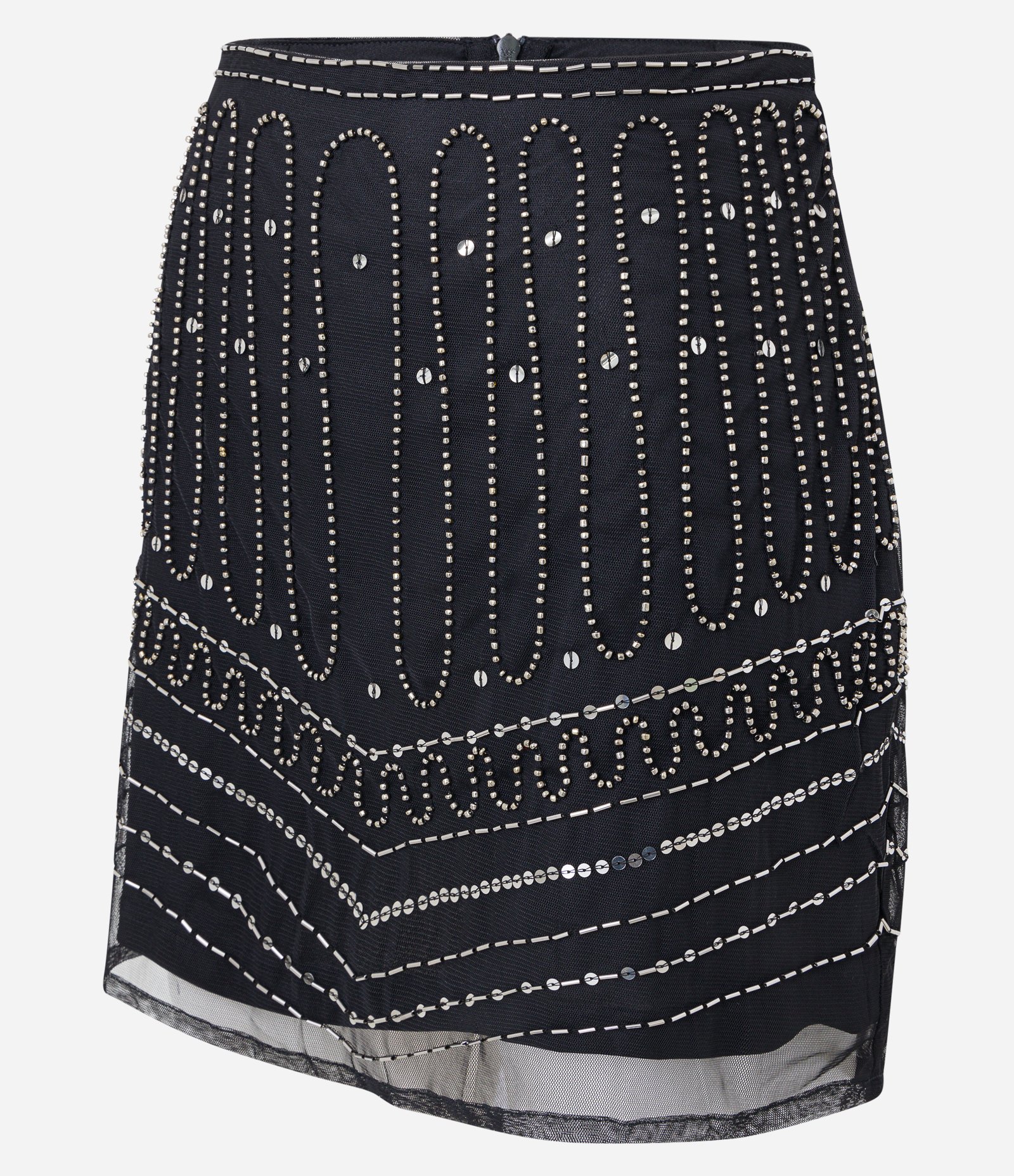 Saia Curta em Tule com Bordado de Canutilhos Preto 6