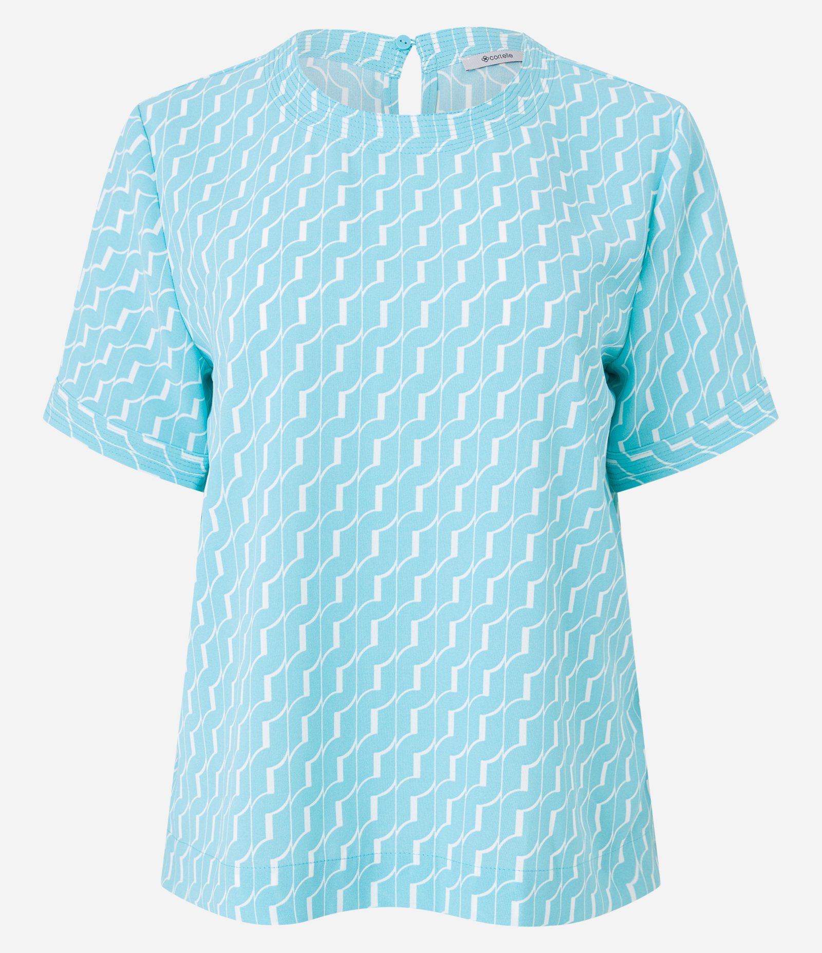 Blusa em Airflow com Pesponto nas Mangas e Estampa Abstrata Azul 7