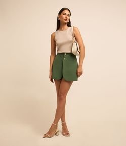 Short Saia Alfaiatado com Botões Frontais