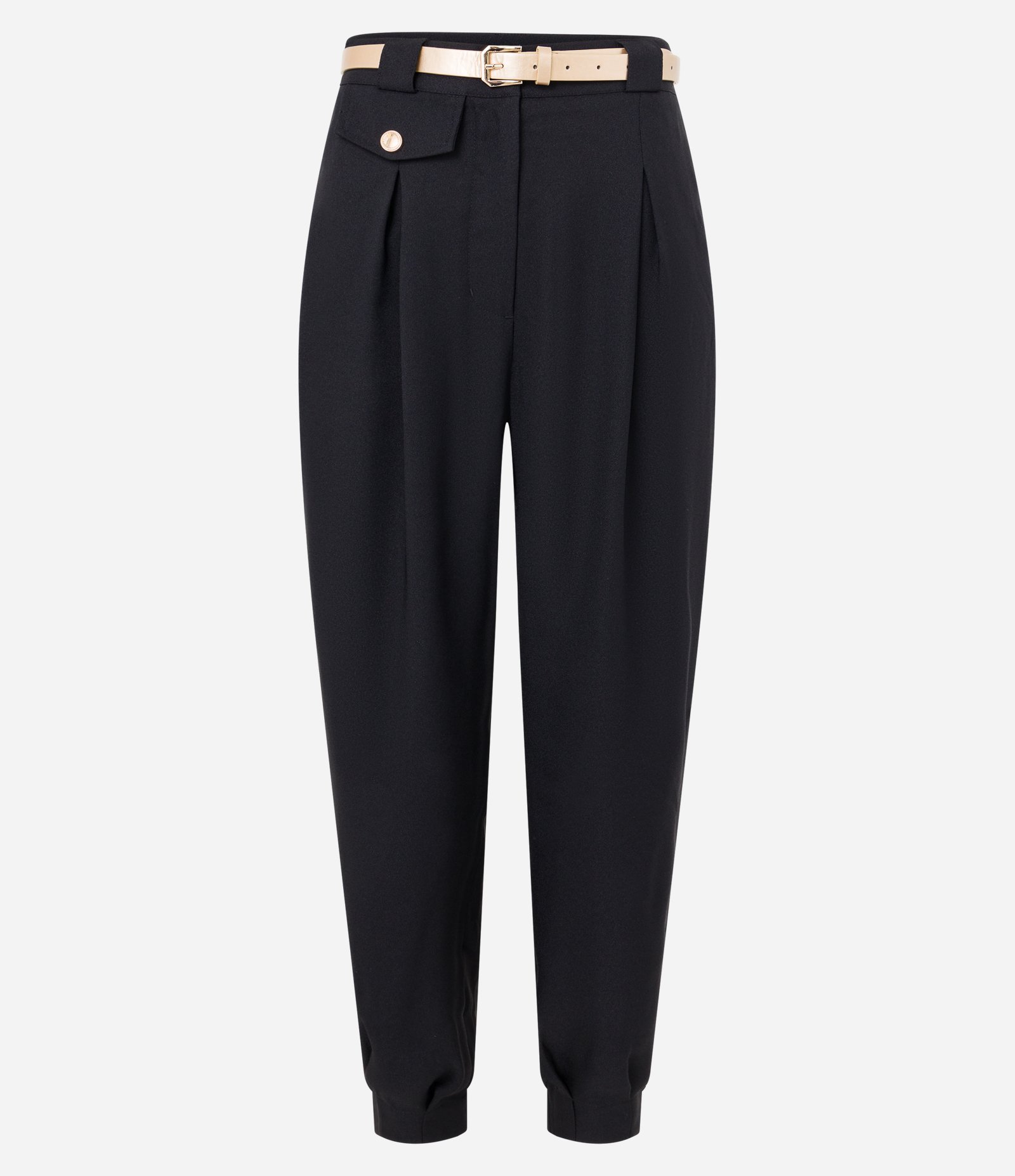 Calça Canoura Cintura Alta e Cinto de PU com Efeito Metalizado Preto 5