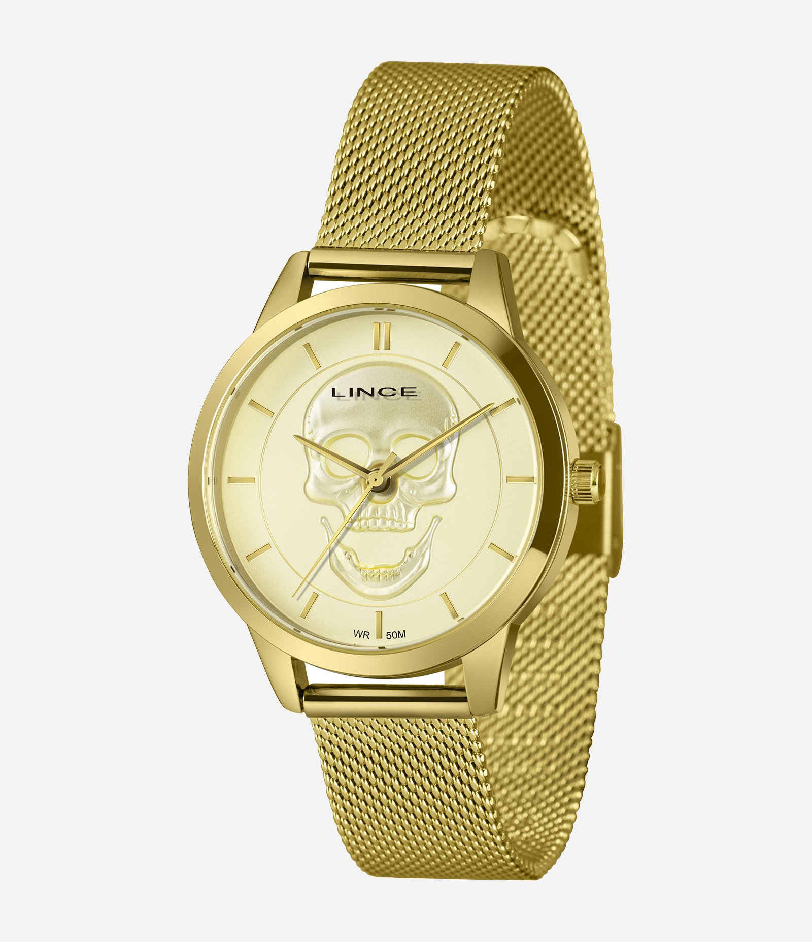 Relógio Feminino Lince Analógico com Caixa de Metal e Pulseira de Aço Dourado 1