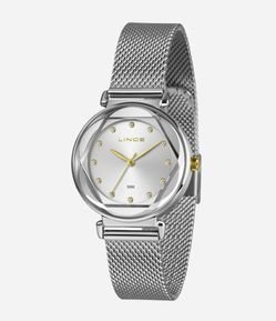 Relógio Feminino Lince Analógico com Caixa de Metal e Pulseira de Aço 