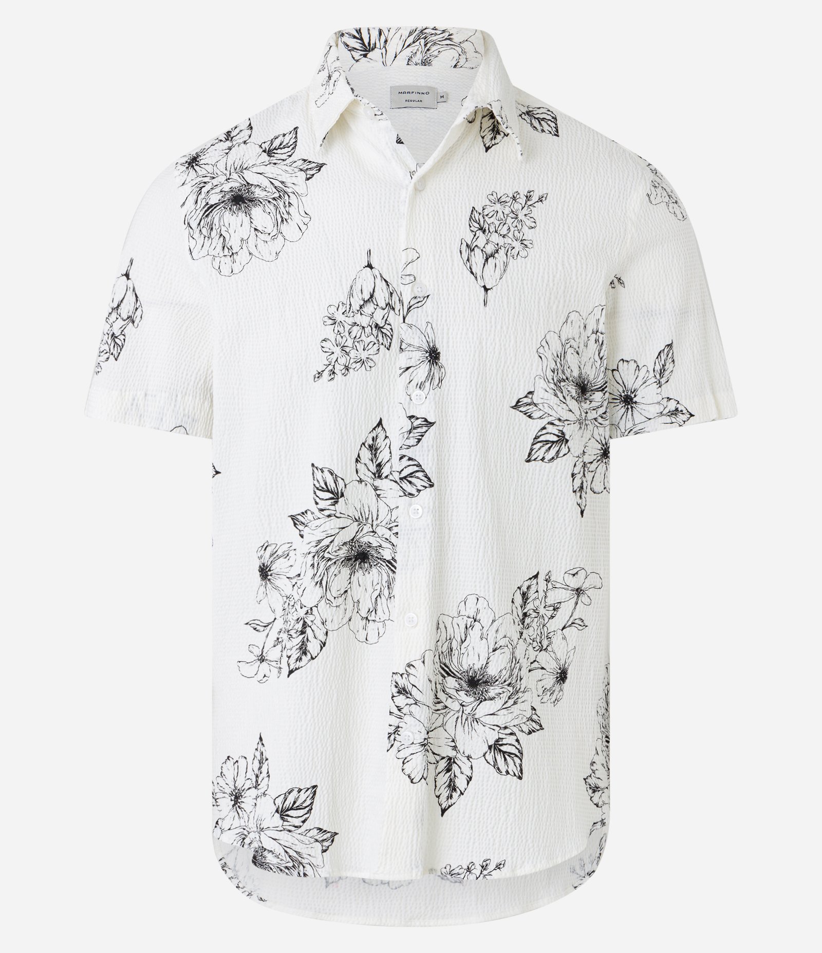 Camisa em Algodão com Texturas e Estampa Botânica Floral Off White 7