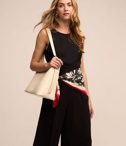 Macacão em Viscose sem Manga com Cintura Marcada