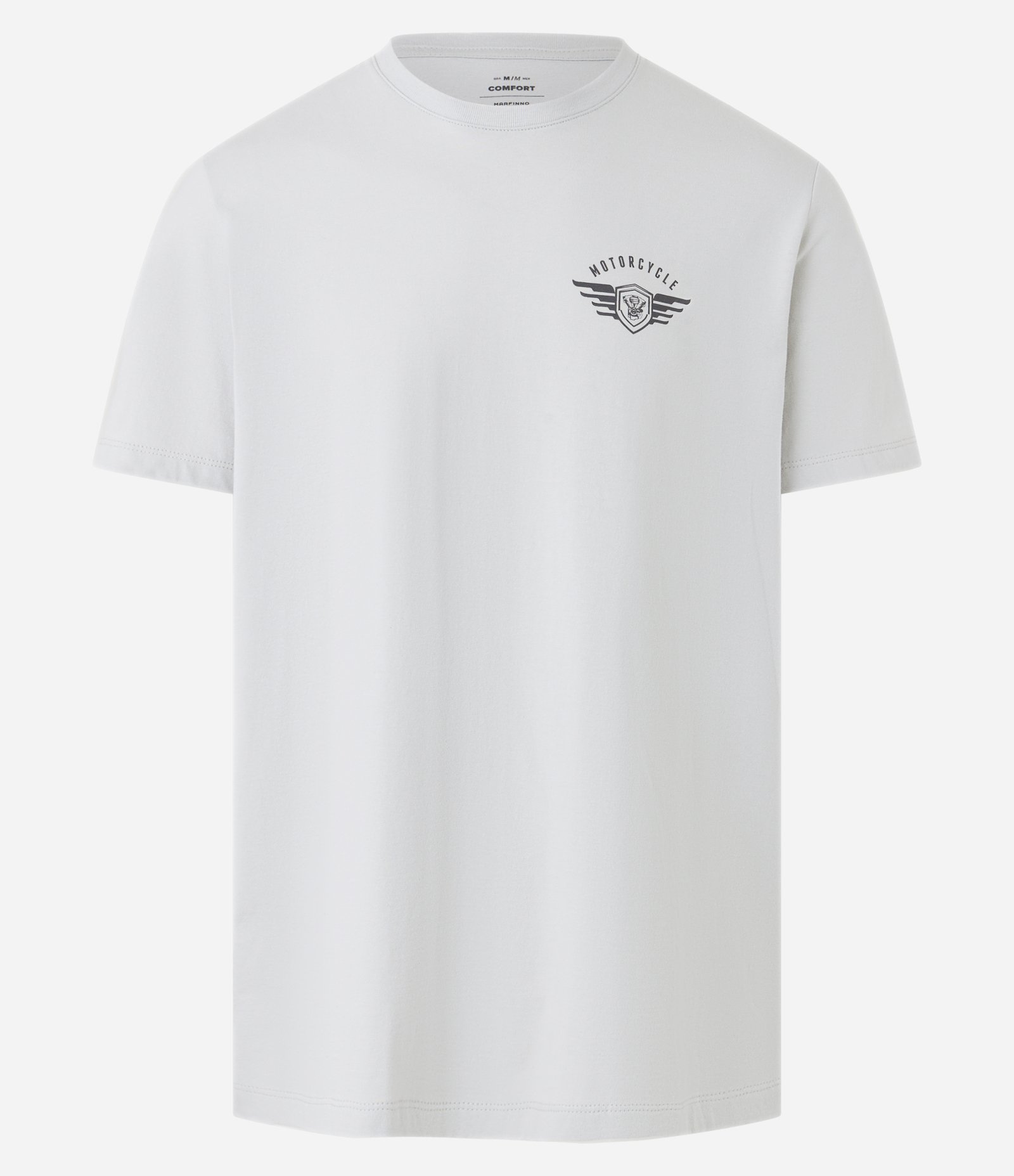 Camiseta em Algodão com Estampa Brasão Motorcycle Cinza Claro 5