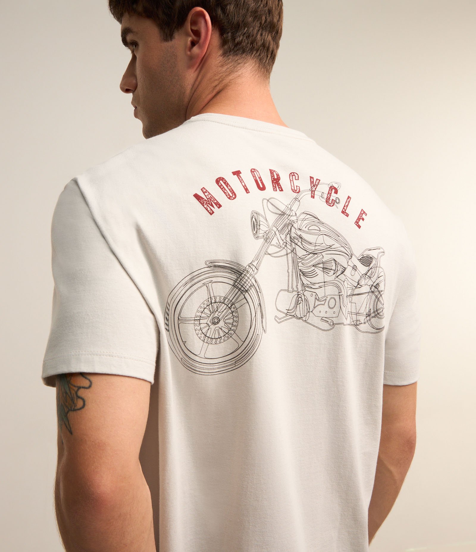 Camiseta em Algodão com Estampa Brasão Motorcycle Cinza Claro 4