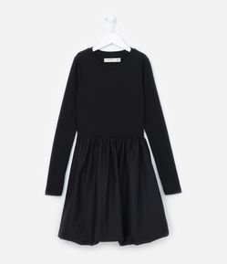 Vestido Infantil Canelado com Saia Balonê - Tam 5 a 14 Anos