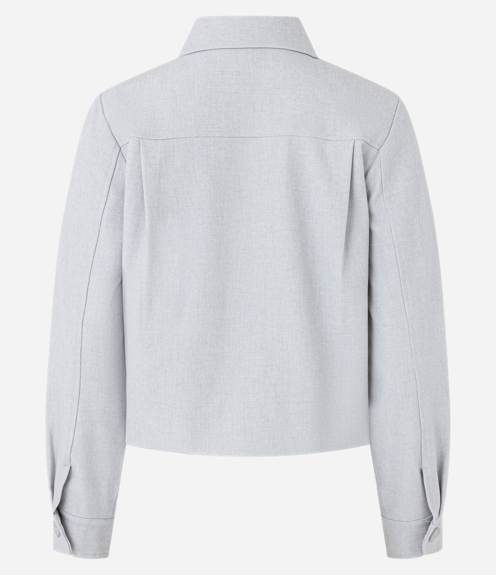 Jaqueta Curta Alfaiatada com Botões Ocultos e Bolsos Cinza 6