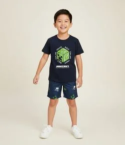 Bermuda de Banho Infantil com Estampa Minecraft Tam - 04 a 12 Anos