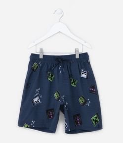 Bermuda de Banho Infantil com Estampa Minecraft Tam - 04 a 12 Anos