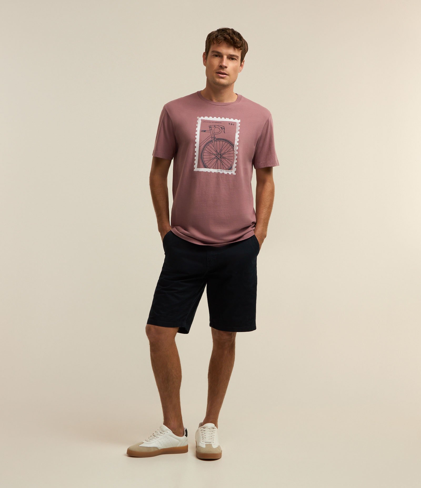 Camiseta em Algodão Estampa Selo Bike Rosa 2