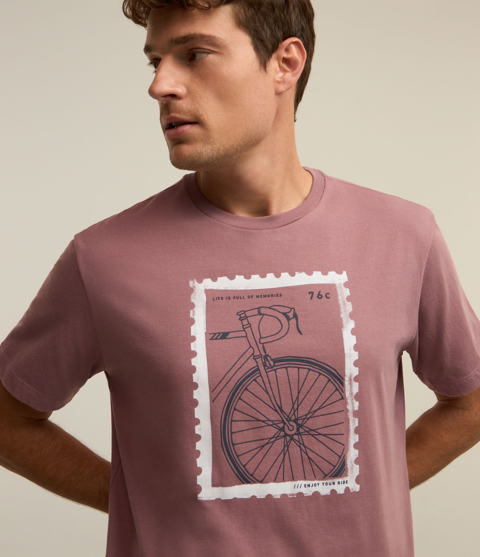 Camiseta em Algodão Estampa Selo Bike Rosa 3