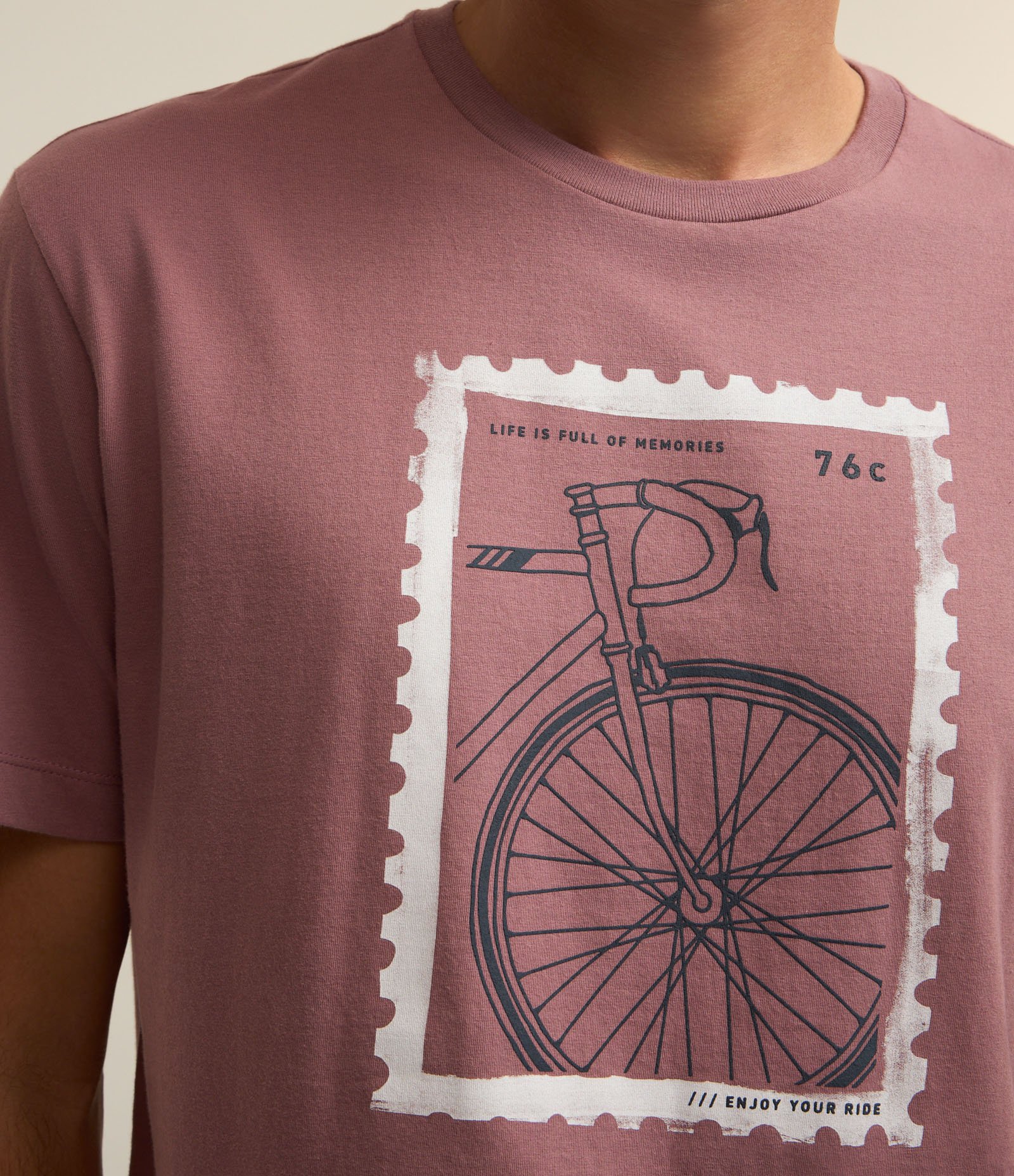 Camiseta em Algodão Estampa Selo Bike Rosa 4