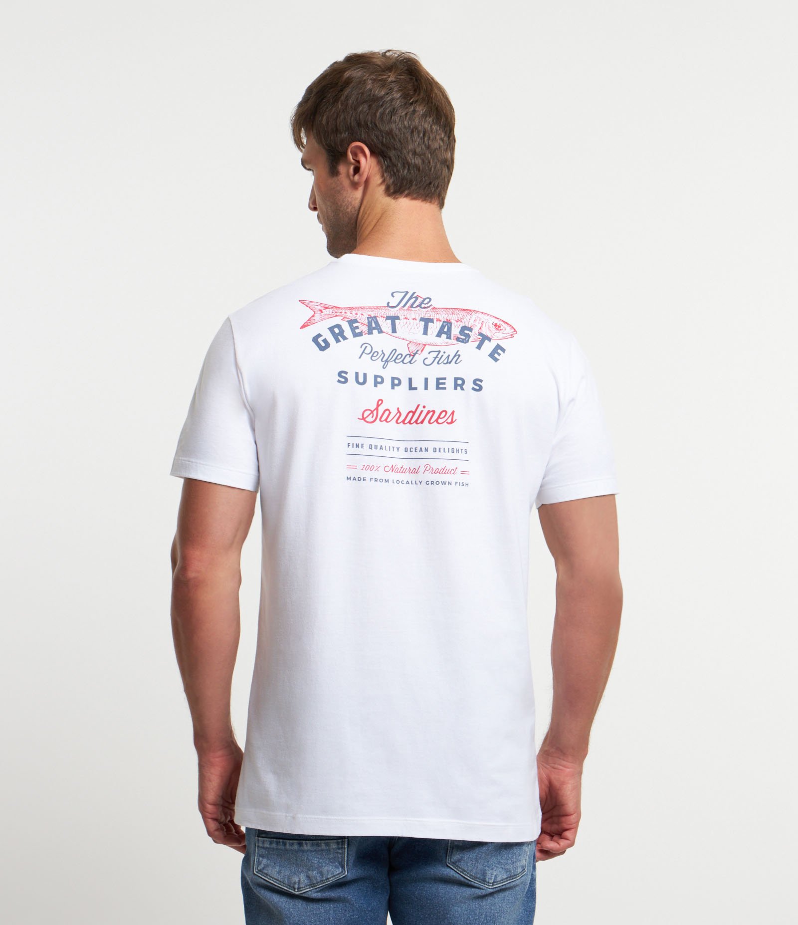 Camiseta em Algodão com Lettering Sardine Estampado Branco 4