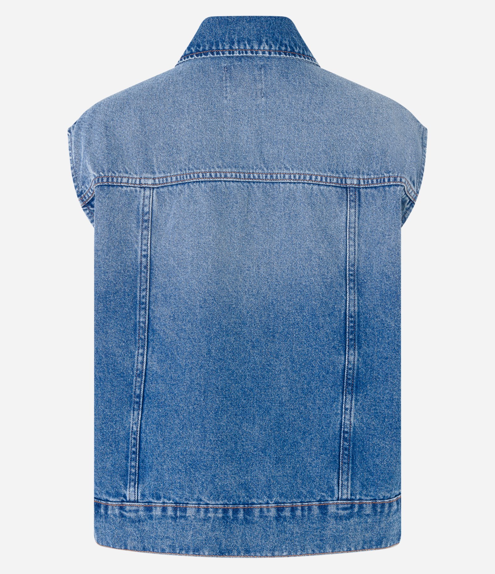 Colete Amplo em Jeans com Lapelas e Brilho de Strass Azul 9