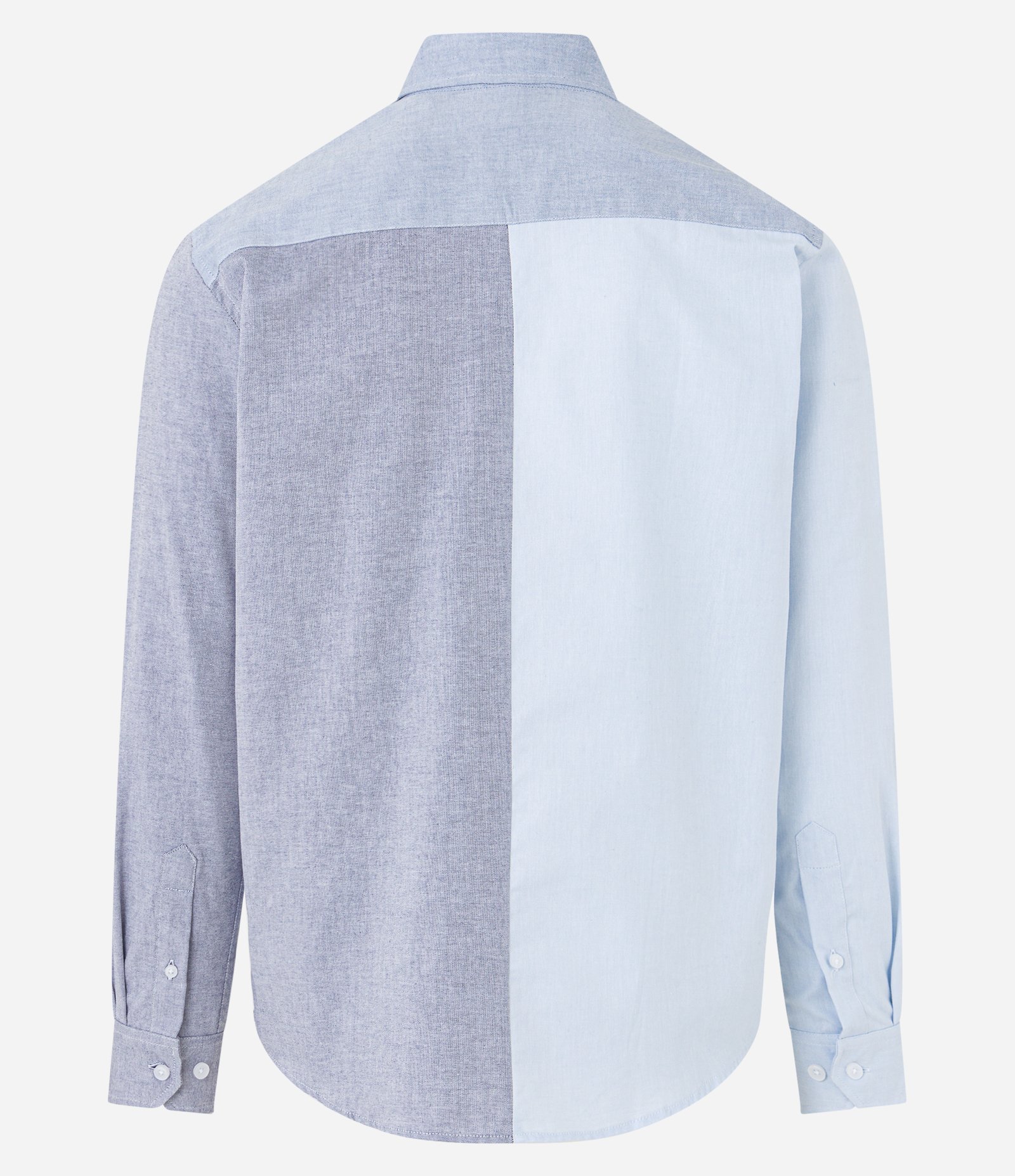 Camisa em Oxford com Bloco de Cor e Bolsos Contrastante Cinza/Azul 6