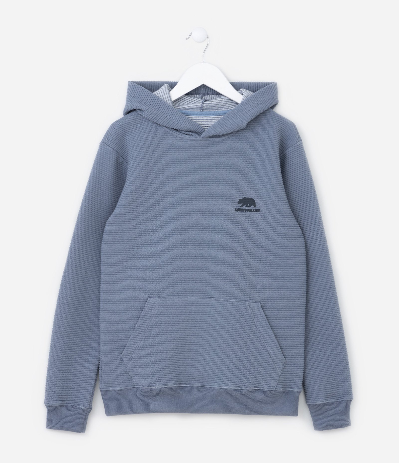 Blusão Infantil Texturizado com Capuz - Tam 5 a 14 Anos Azul 1