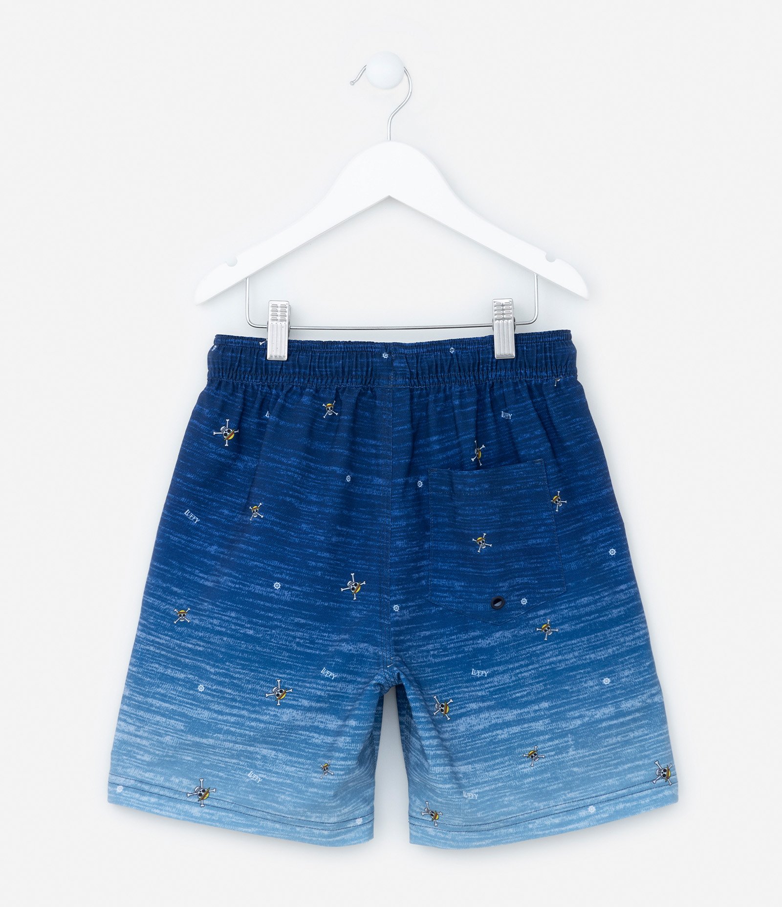 Bermuda Infantil em Microfibra com Estampa One Piece - Tam 4 a 12 Anos Azul 2