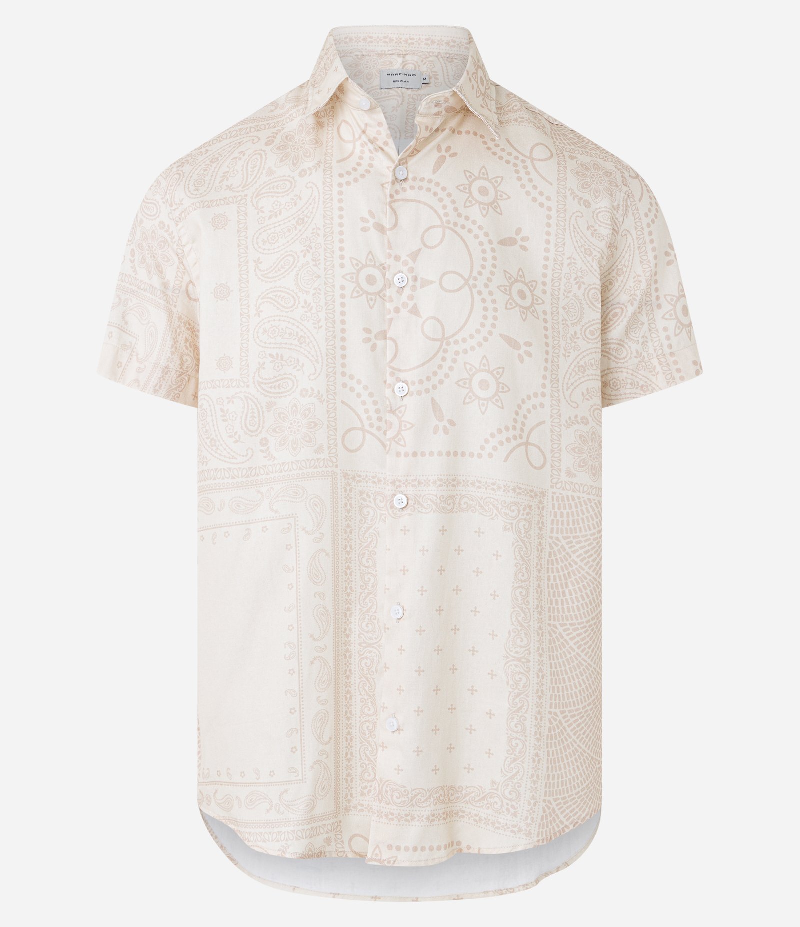 Camisa em Tricoline com Estampa Paisley Bege 5