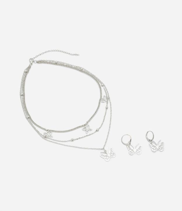 Conjunto de Biju Infantil em Metal com Pingente de Borboletas - Tam U
