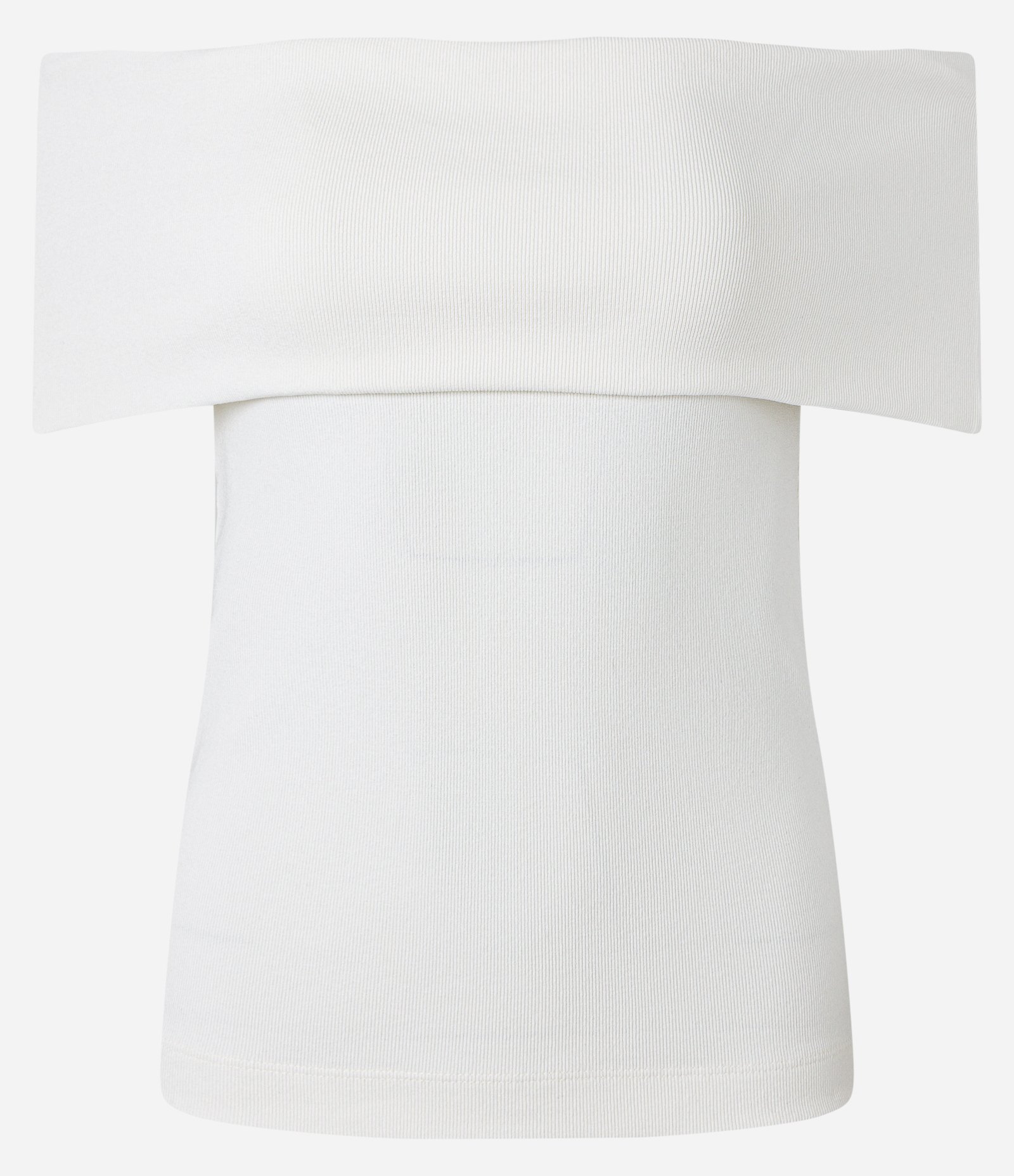 Blusa Ombro a Ombro em Ribana com Textura Canelada Branco Neve 6