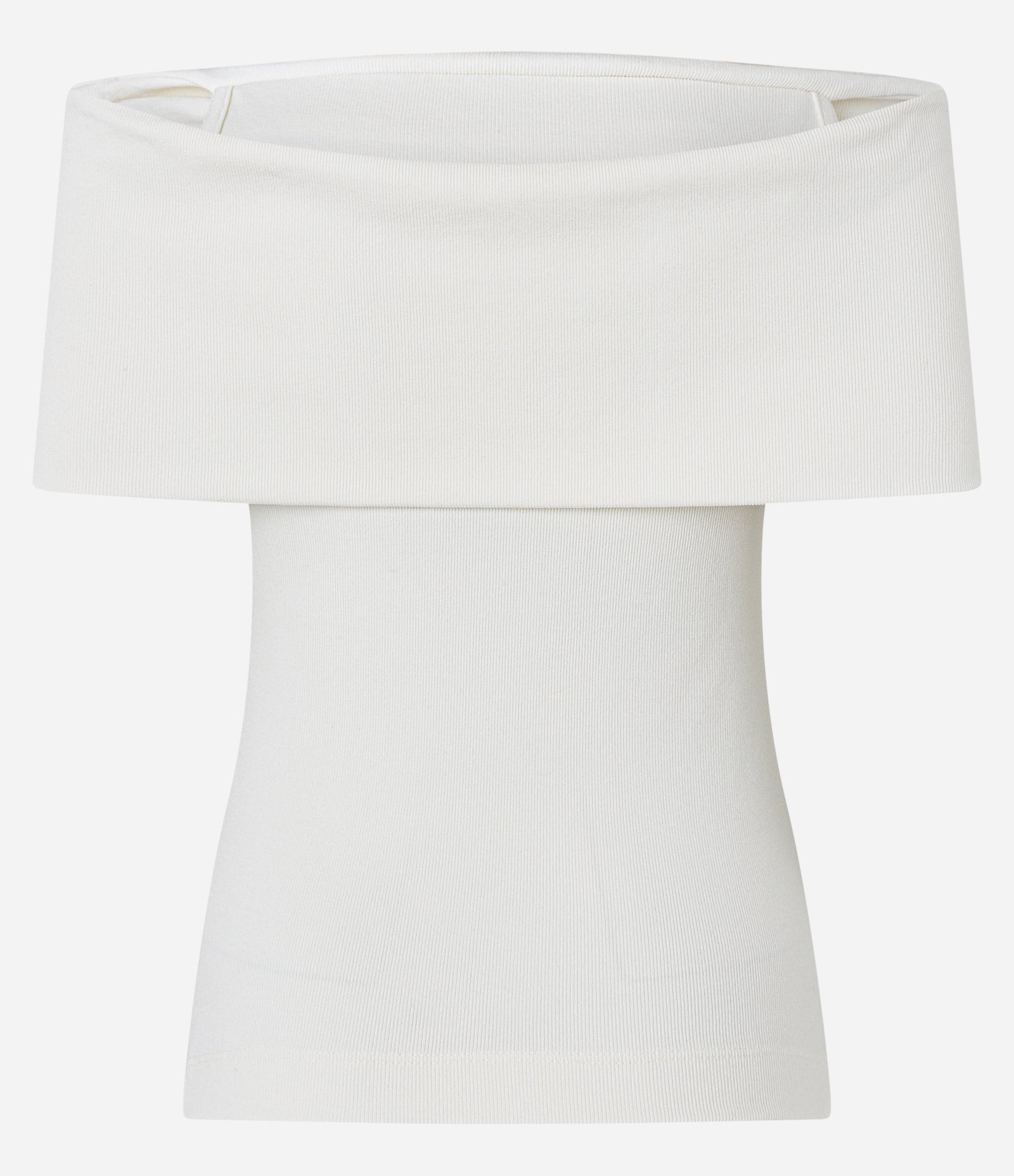 Blusa Ombro a Ombro em Ribana com Textura Canelada Branco Neve 8