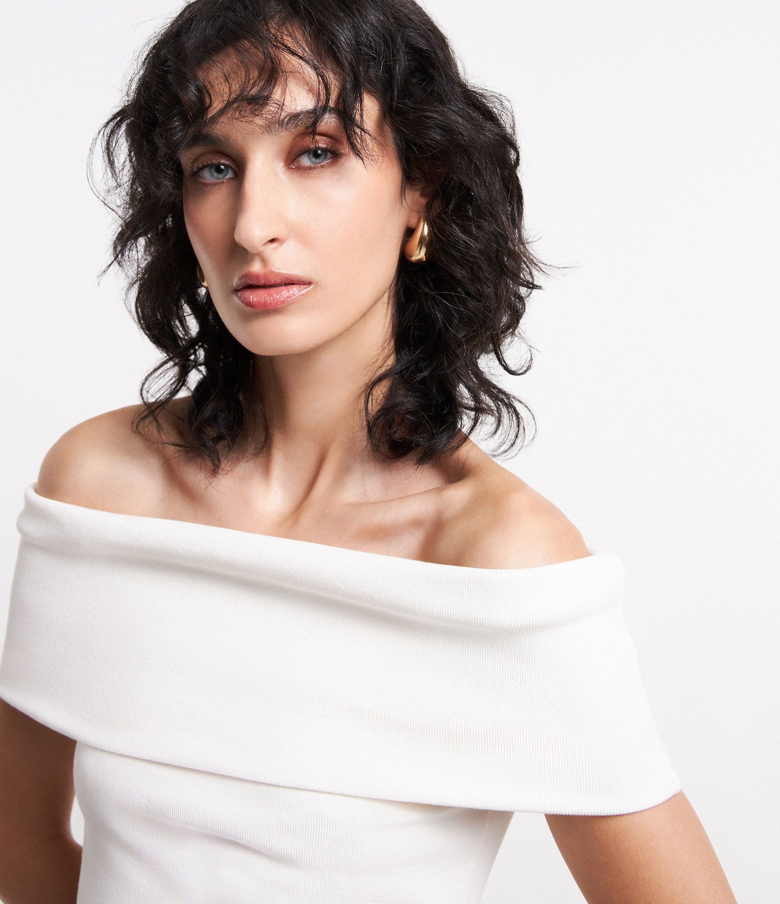 Blusa Ombro a Ombro em Ribana com Textura Canelada Branco Neve 5