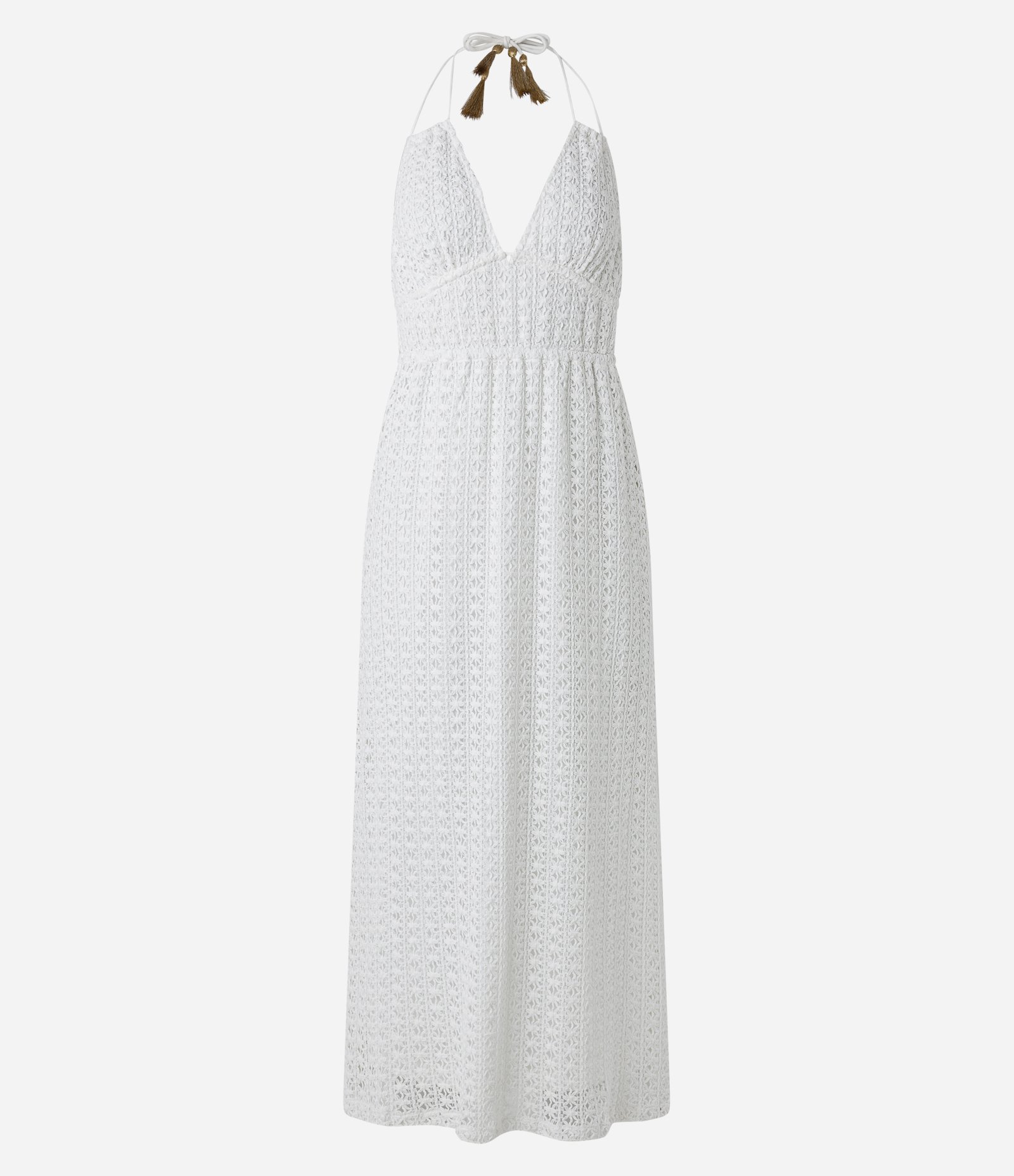 Vestido New Midi Frente Única em Renda com Amarração Branco 6