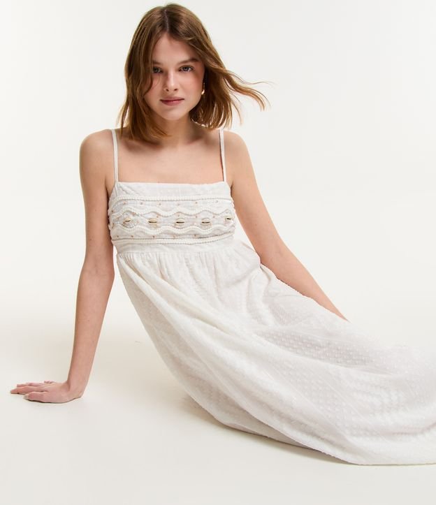 Vestido New Midi com Conchas Bordadas
