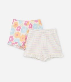 Kit 02 Shorts Infantis com Babadinhos - Tam 0 a 18 meses