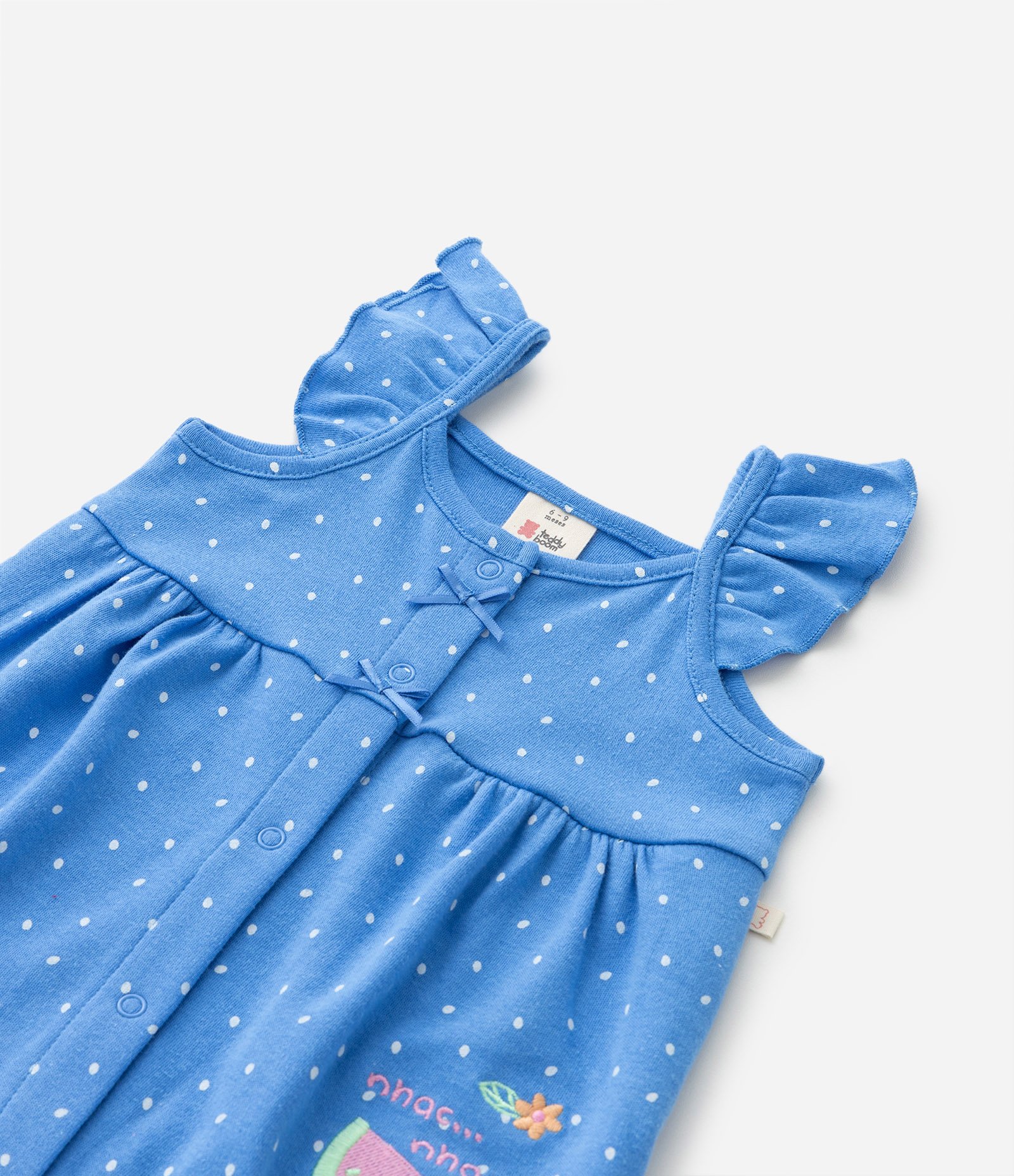 Macaquinho Infantil com Estampa Poá e Melancia - Tam 0 a 18  meses Azul 4