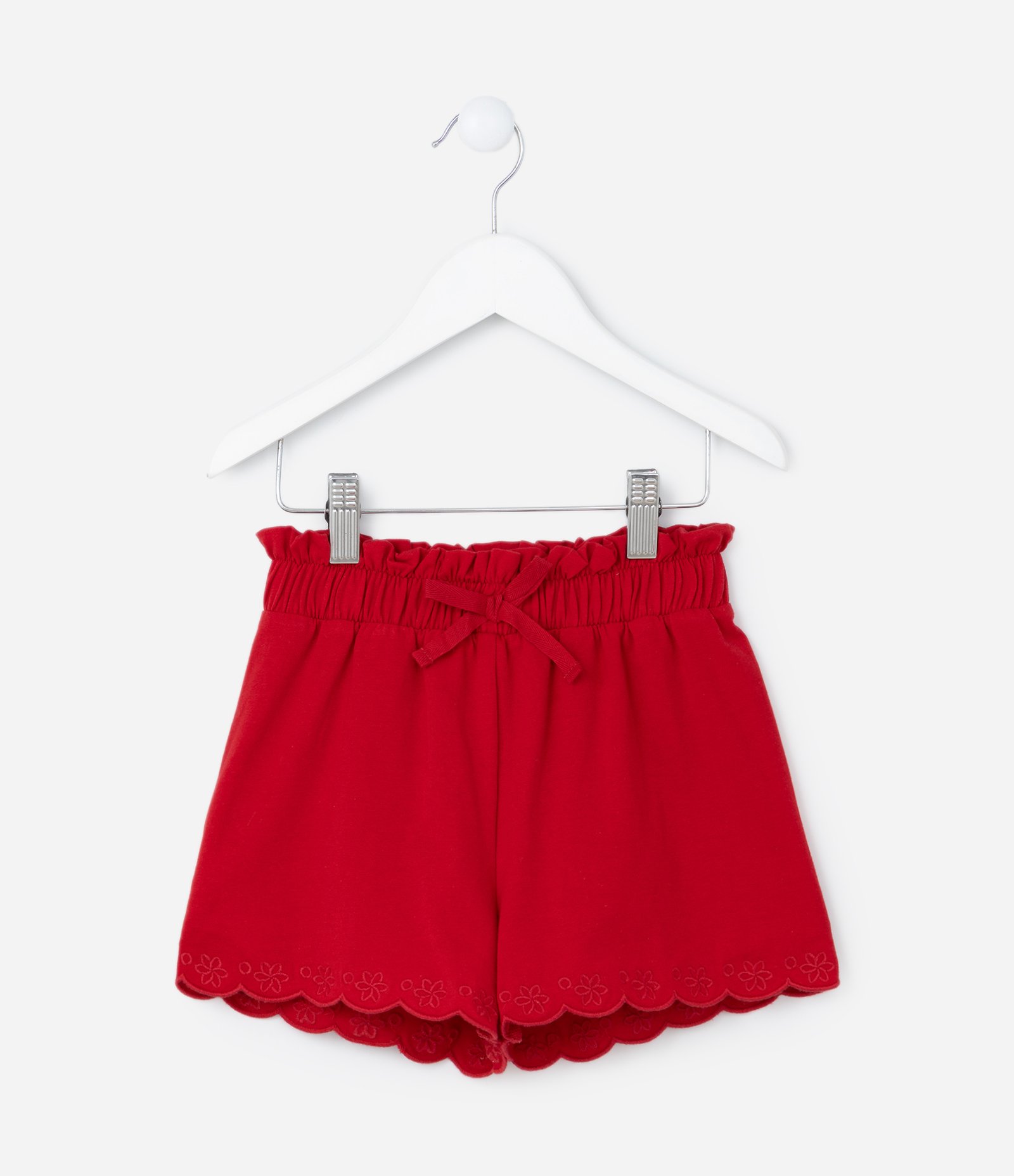 Short Clochard Infantil com Bordado na Barra - Tam 1 a 5 Anos Vermelho 1