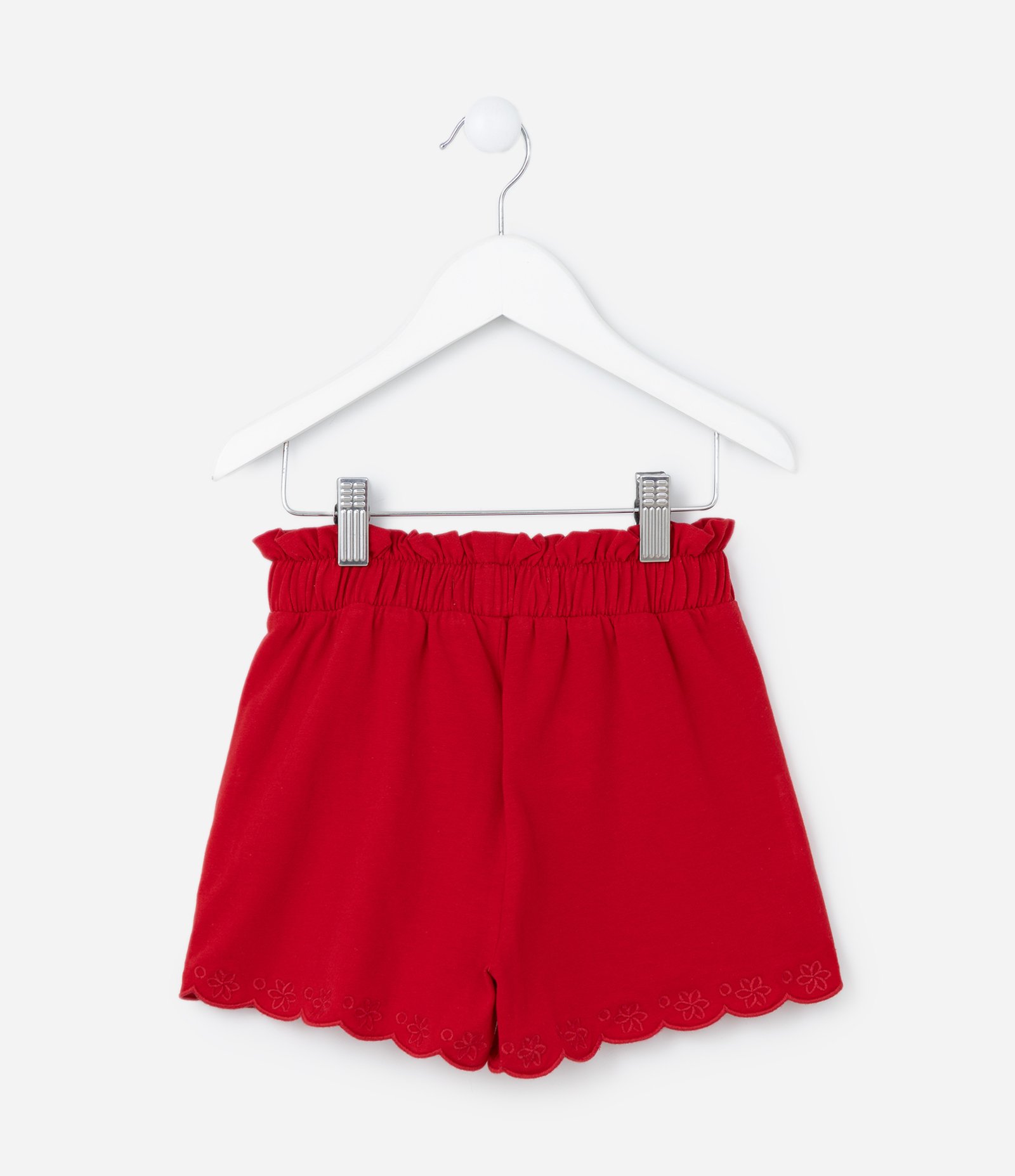 Short Clochard Infantil com Bordado na Barra - Tam 1 a 5 Anos Vermelho 2