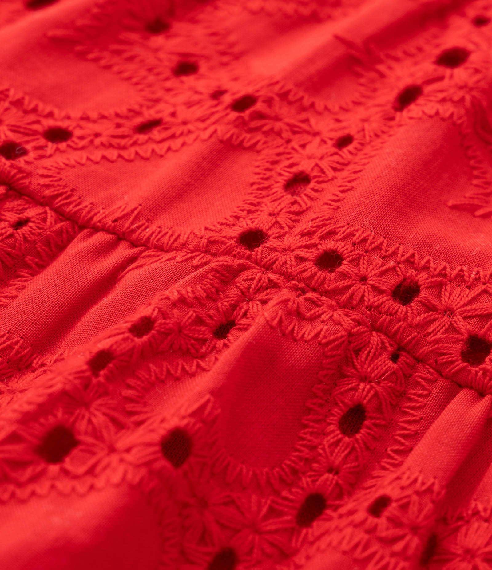 Vestido Infantil em Laise com Textura e Babadinhos - Tam 1 a 5 Anos Vermelho 4