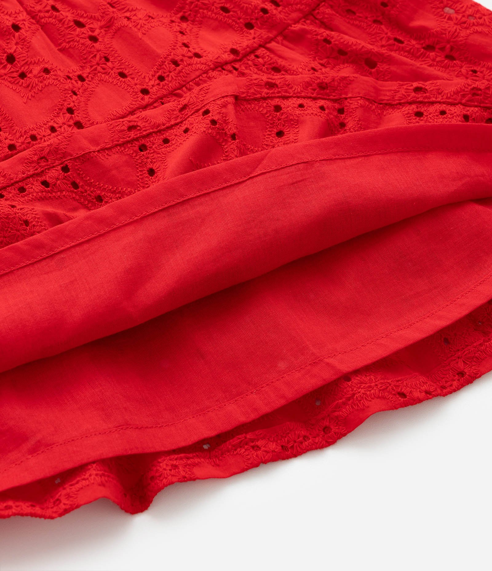 Vestido Infantil em Laise com Textura e Babadinhos - Tam 1 a 5 Anos Vermelho 6