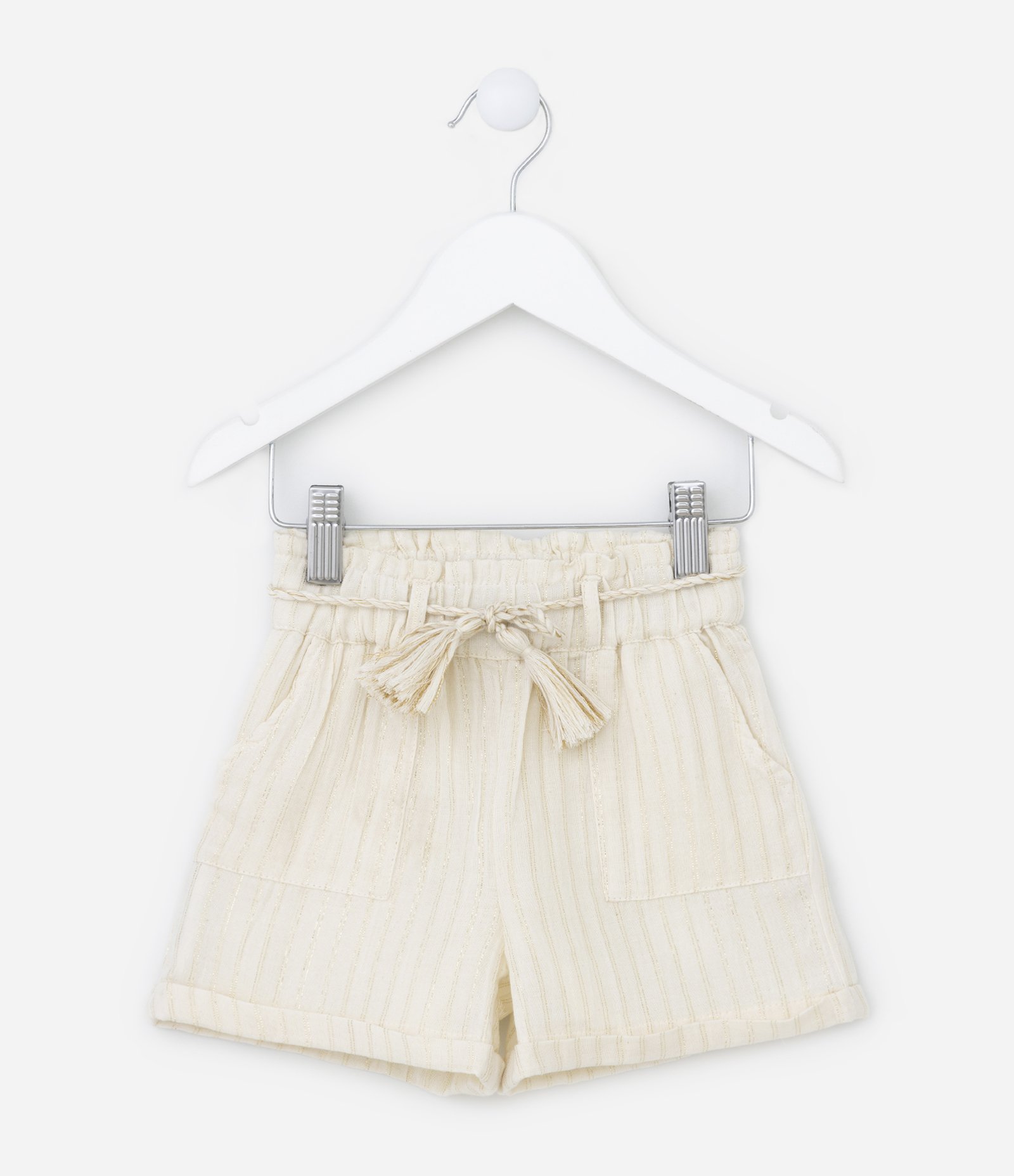 Short Clochard Infantil com Cordão com Tassel - Tam 1 a 5 Anos Bege 1