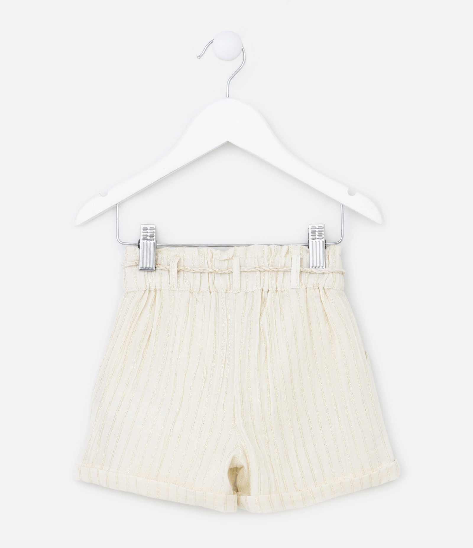 Short Clochard Infantil com Cordão com Tassel - Tam 1 a 5 Anos Bege 2