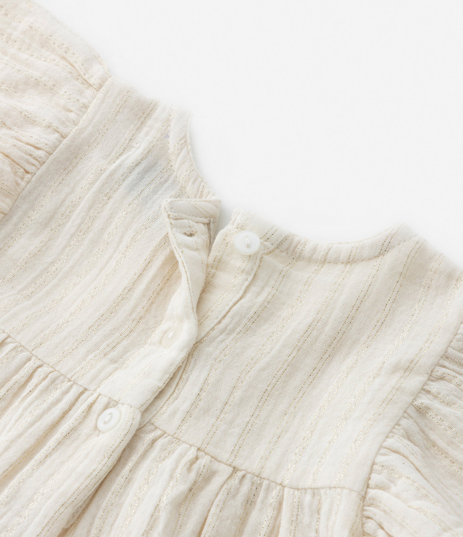 Blusa Infantil em Laise com Babadinhos - Tam 1 a 5 Anos Bege 4