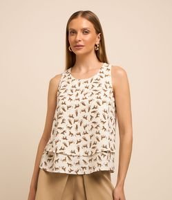 Blusa sem Manga em Airflow com Estampa Mini Oncinhas