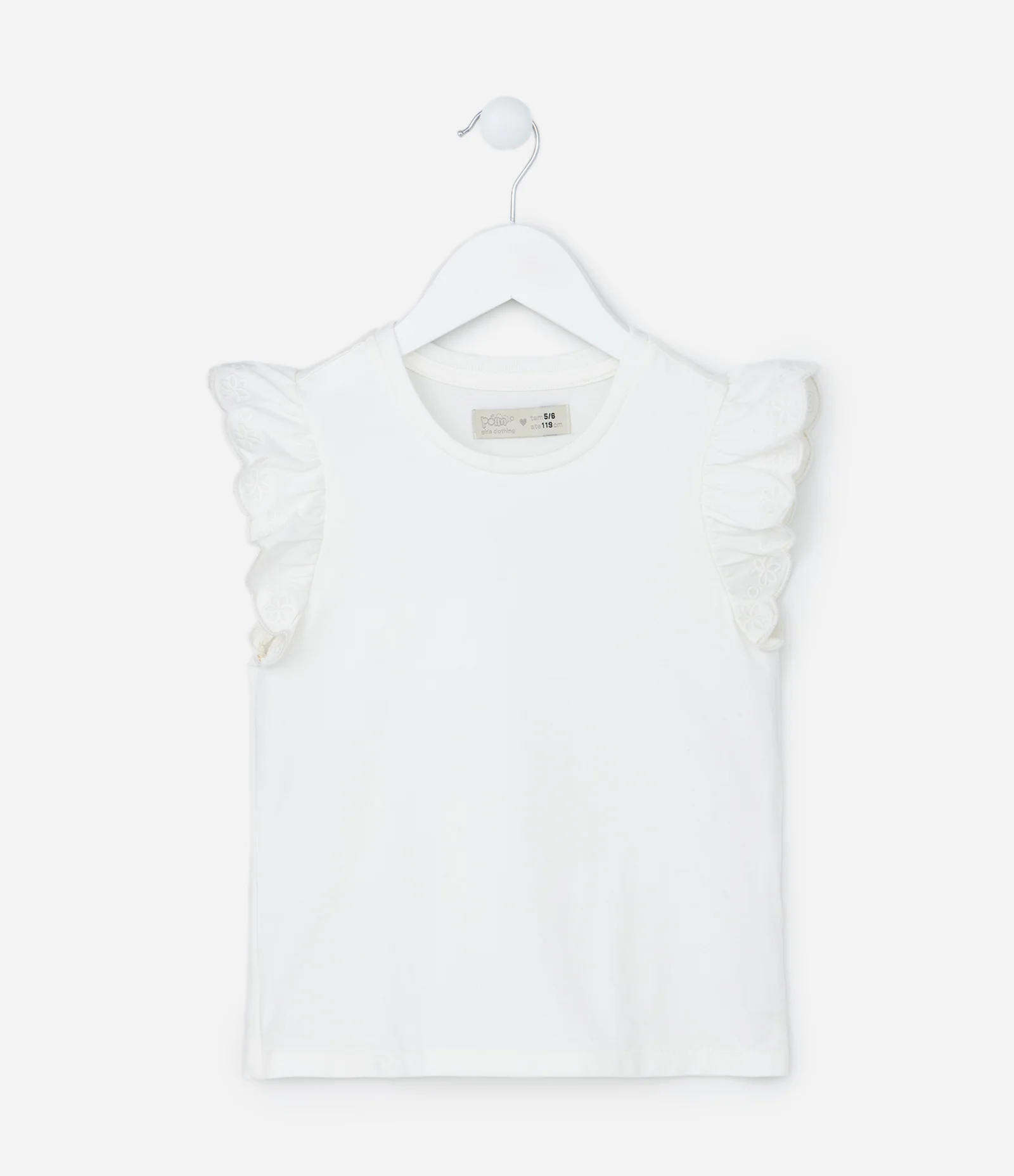 Blusa Infantil com Babadinhos nas Cavas - Tam 1 a 5 Anos Branco 1