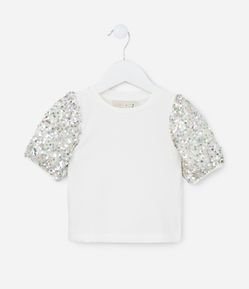 Blusa Infantil com Mungas Bufantes e Paetês - Tam 1 a 5 Anos