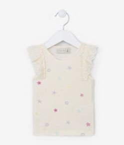 Regata Infantil em Ribana com Babado Broderie - Tam 1 a 5 Anos