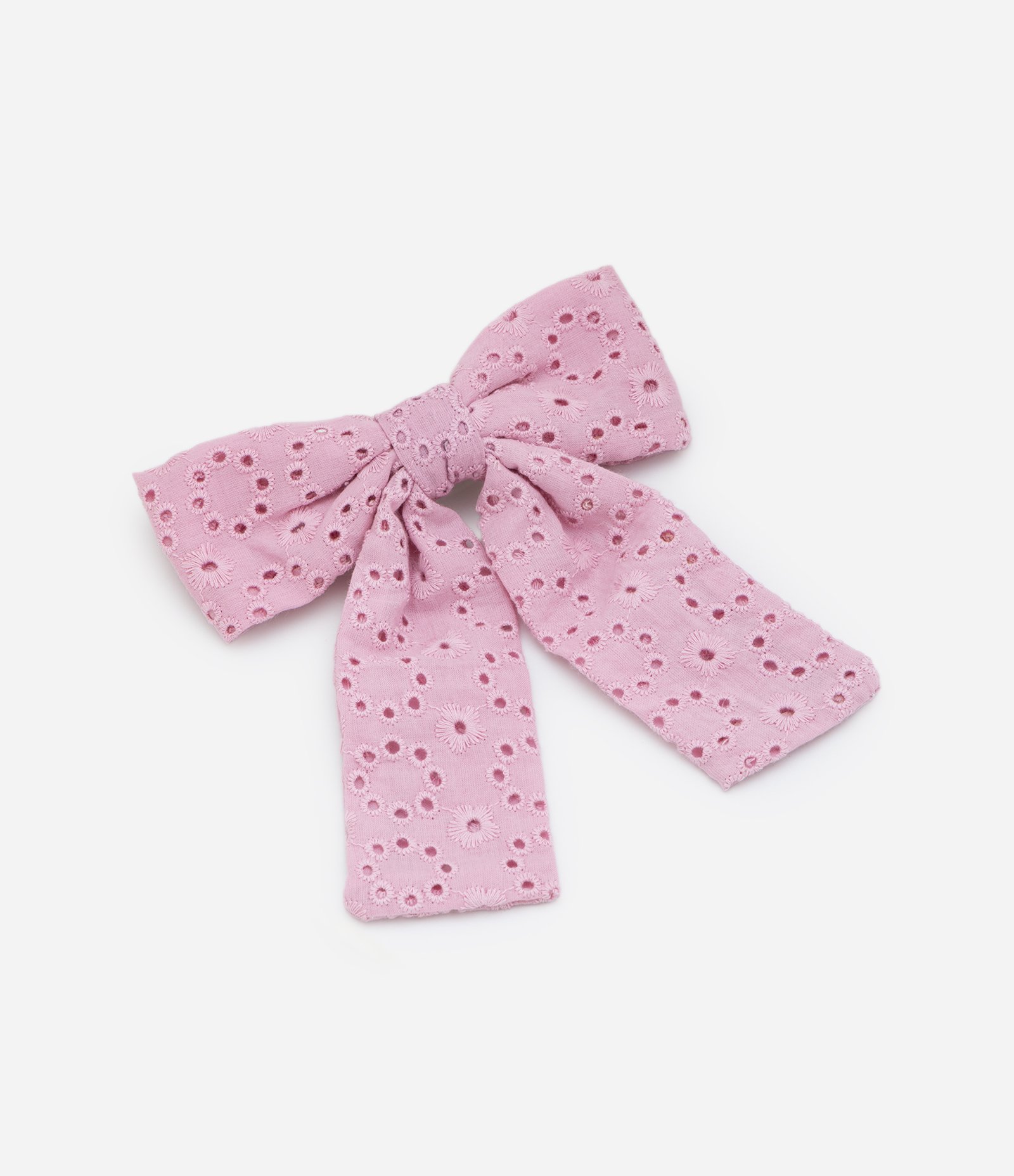 Presilha Laço de Cabelo Infantil em Broderie - Tam U Rosa 1