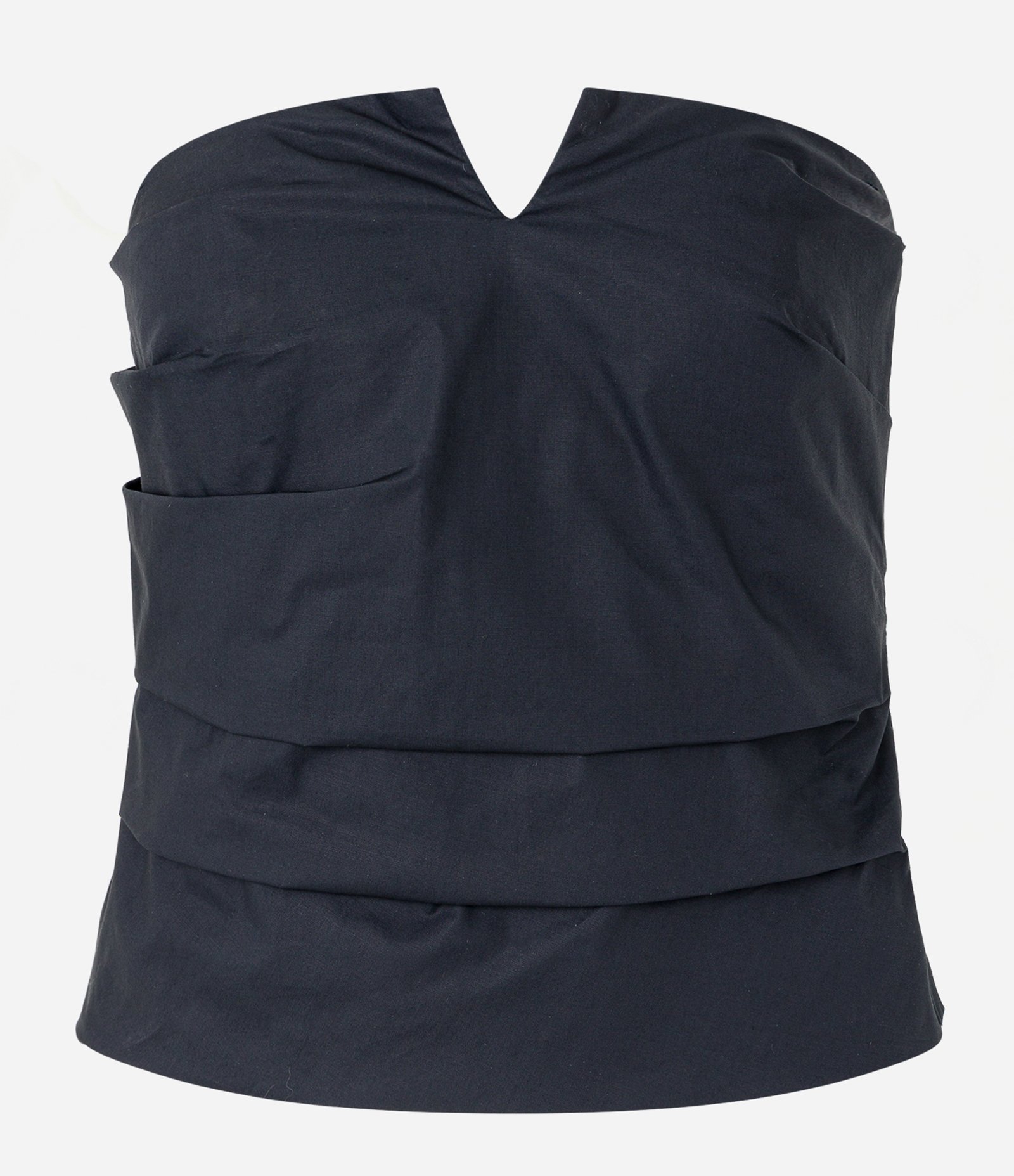 Blusa Tomara Que Caia com Tricoline Drapeado Preto 5