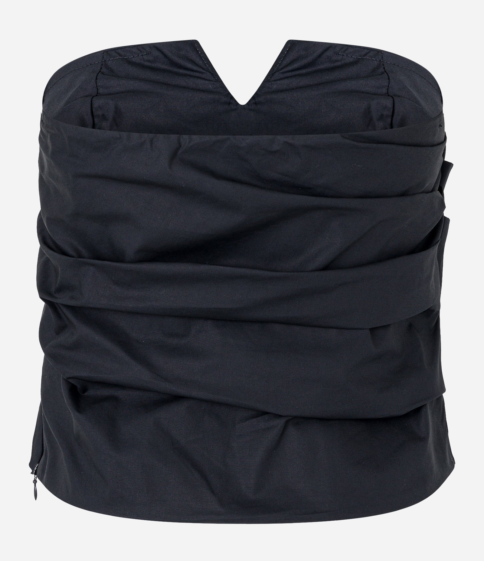Blusa Tomara Que Caia com Tricoline Drapeado Preto 6